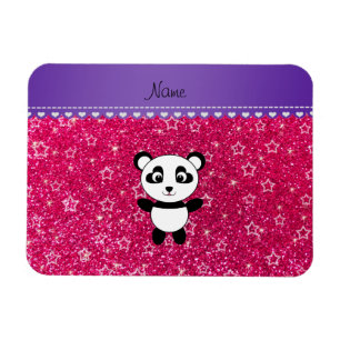Personalisierter Name Panda Rose Rosa Glitzer Ster Magnet