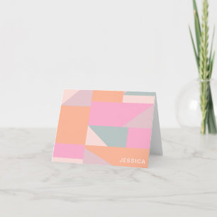 Personalisierter Name Pastel Pink Geometric Statio