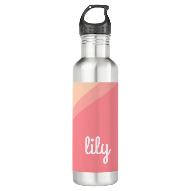Personalisierter Name Pastell Rainbow Custom Gift Edelstahlflasche (Vorderseite)