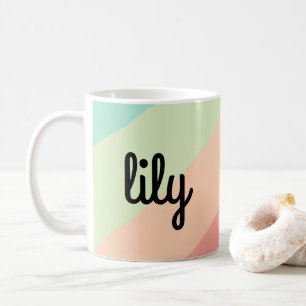 Personalisierter Name Pastell-Regenbogen Individue Kaffeetasse