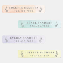 Personalisierter Name Pastell Watercolor Etiketten