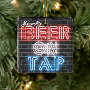 Personalisierter Name Patriotic Beer Sign Brewery Keramikornament
