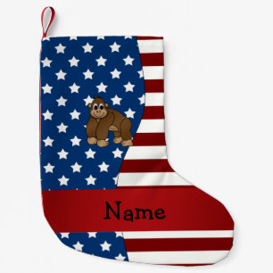 Personalisierter Name Patriotic Gorilla Kleiner Weihnachtsstrumpf
