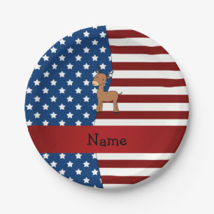 Personalisierter Name Patriotic impala Pappteller