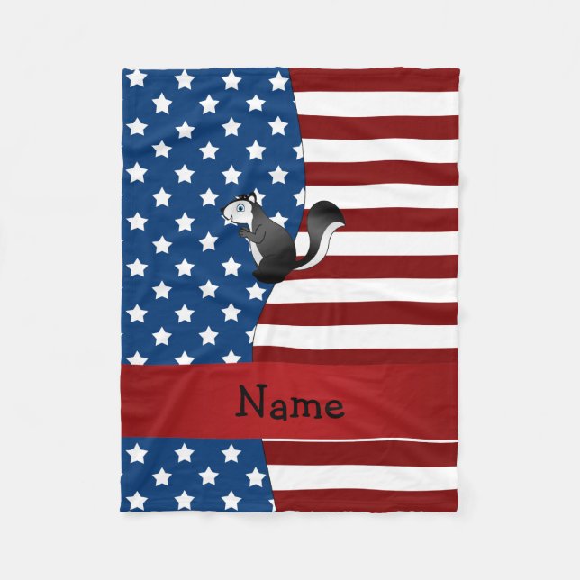 Personalisierter Name Patriotic skunk Fleecedecke (Vorderseite)