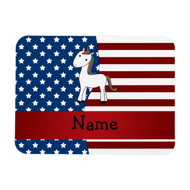 Personalisierter Name Patriotic unicorn Magnet (Horizontal)