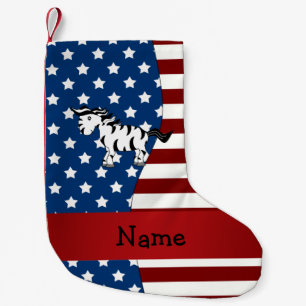 Personalisierter Name Patriotic zebra Kleiner Weihnachtsstrumpf