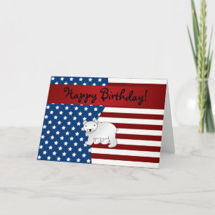 Personalisierter Name Patriotischer Eisbär Karte