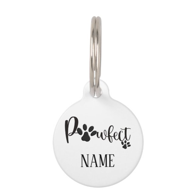 Personalisierter Name Pawprint Stilvoller Hund Haustiermarke (Vorderseite)