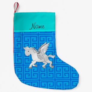 Personalisierter Name Pegasus blauer griechischer  Kleiner Weihnachtsstrumpf