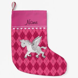 Personalisierter Name Pegasus pink Raute Kleiner Weihnachtsstrumpf