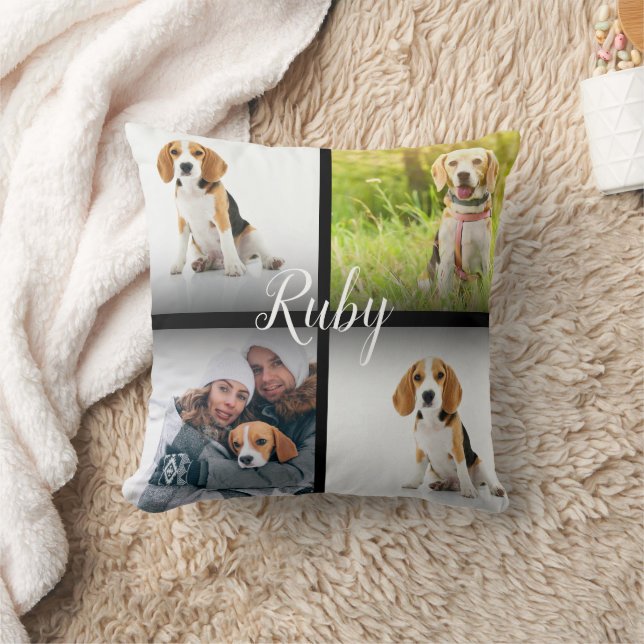 Personalisierter Name Pet Foto Collage Kissen (Decke)