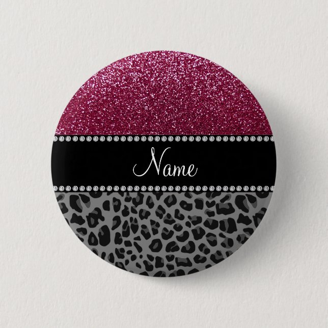 Personalisierter Name Pflaume Glitzer schwarzer Le Button (Vorderseite)