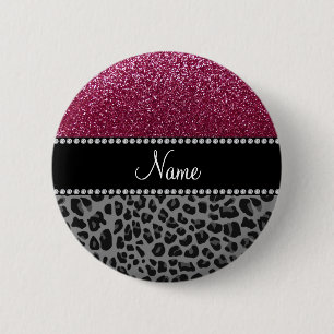 Personalisierter Name Pflaume Glitzer schwarzer Le Button