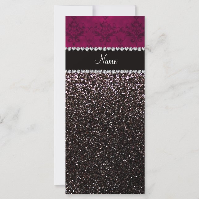 Personalisierter Name Pflaume rosa Damast Schwarze (Vorderseite)