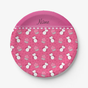 Personalisierter Name Pinguine cupcakes stars Pappteller
