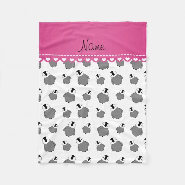 Personalisierter Name - Pinguine Fleecedecke (Vorderseite)