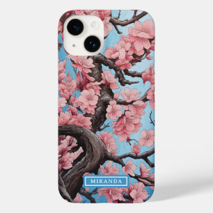 Personalisierter Name Pink Cherry Blossom Case-Mate iPhone 14 Hülle