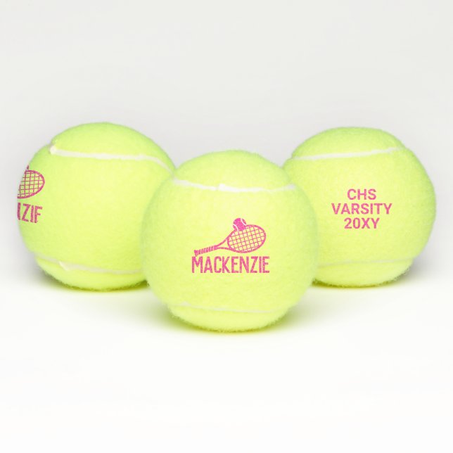 Personalisierter Name Pink Custom Tennis Balls Tennisbälle (Multi)