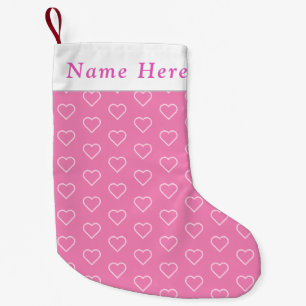 Personalisierter Name Pink Herz Weihnachten Strump Kleiner Weihnachtsstrumpf