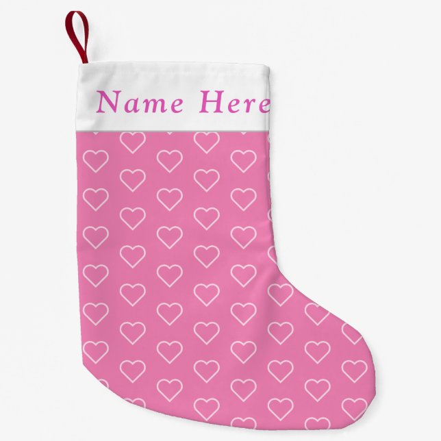 Personalisierter Name Pink Herz Weihnachten Strump Kleiner Weihnachtsstrumpf (Vorderseite)