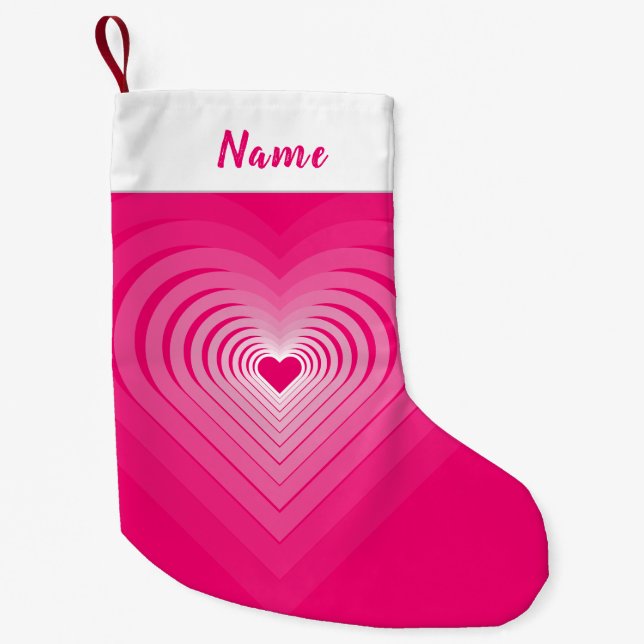 Personalisierter Name Pink Herzensweihnachtsfest S Kleiner Weihnachtsstrumpf (Vorderseite)