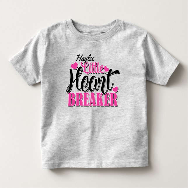 Personalisierter NAME Pink Kleiner Herzschlag Kleinkind T-shirt (Vorderseite)