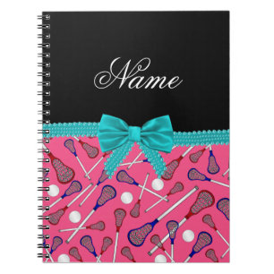 Personalisierter Name Pink Lacrosse Türkis Bogen Notizblock