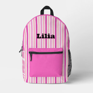 Personalisierter Name PINK LINE STREIFEN Bedruckter Rucksack