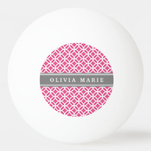 Personalisierter Name Pink Modernes Kreismuster Tischtennisball