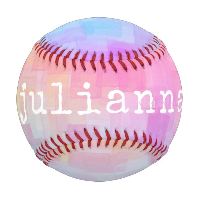 Personalisierter Name Pink Pastell Gradient Wasser Baseball (Vorderseite)
