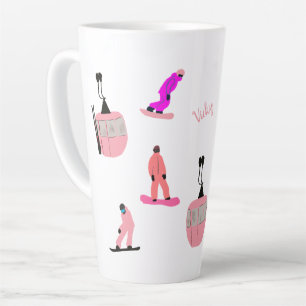 Personalisierter Name Pink Snowboard Snowboarden Milchtasse