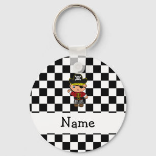 Personalisierter Name Piraten Schwarz-weiße Schach Schlüsselanhänger