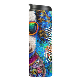 Personalisierter Name Poodle im Stil Thermosbecher