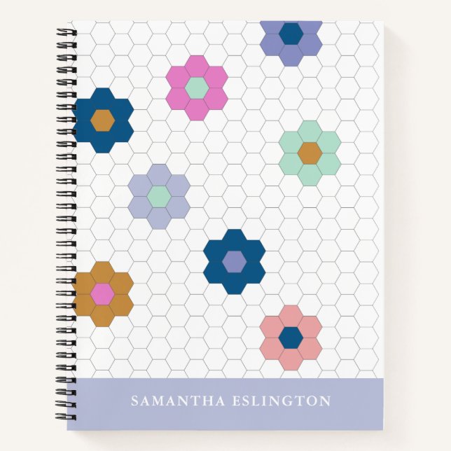 Personalisierter Name Quilter Geschenk Vintage Blu Notizbuch (Vorderseite)