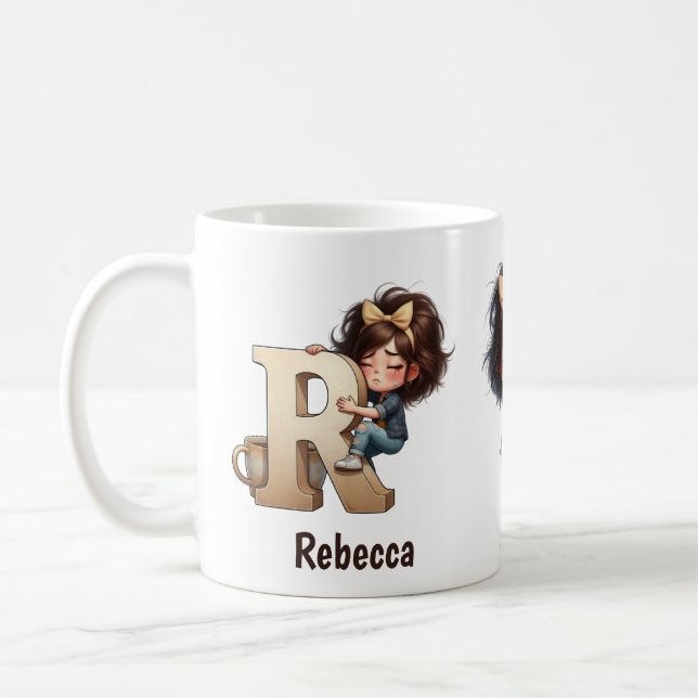 Personalisierter Name & R Verschlafener Morgen Kar Kaffeetasse (Links)