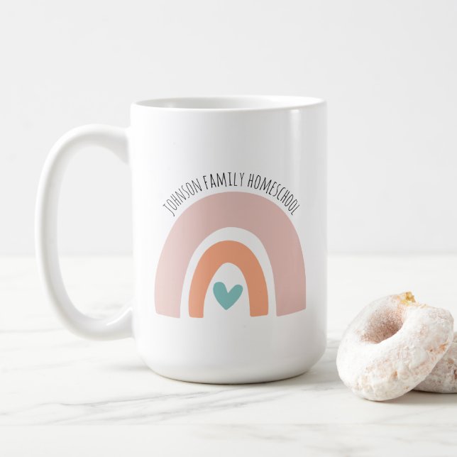 Personalisierter Name Rainbow Homeschool Kaffeetasse (Mit Donut)