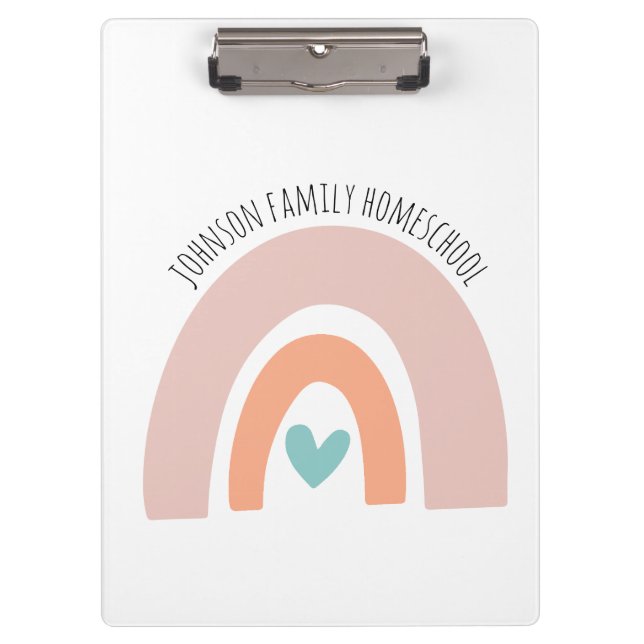 Personalisierter Name Rainbow Homeschool Klemmbrett (Vorderseite)