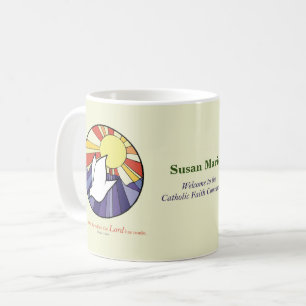 Personalisierter Name, RCIA-Taubenkreis auf Gelb Kaffeetasse