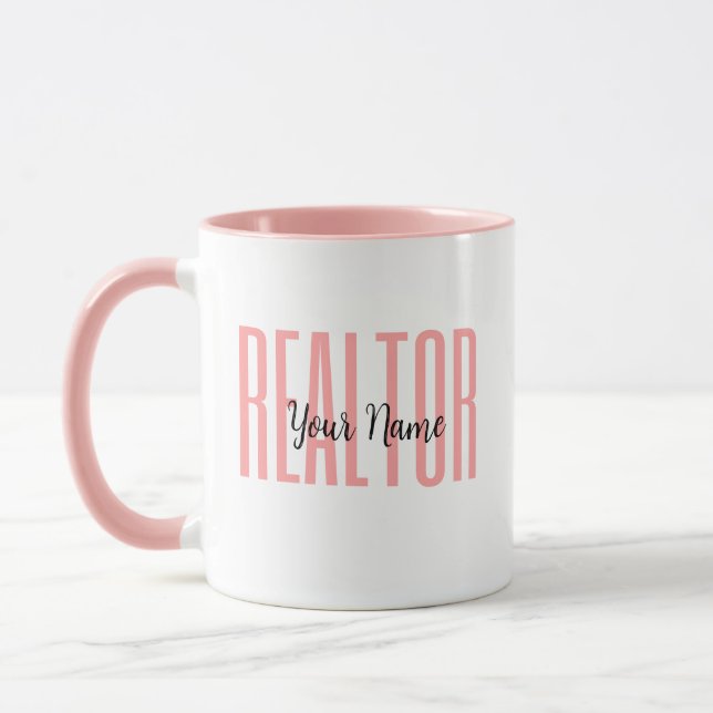 Personalisierter Name Realtor Rosa Tasse (Links)