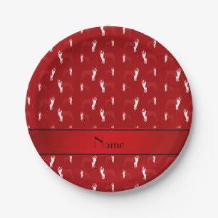 Personalisierter Name Red Boston Terrier Pappteller