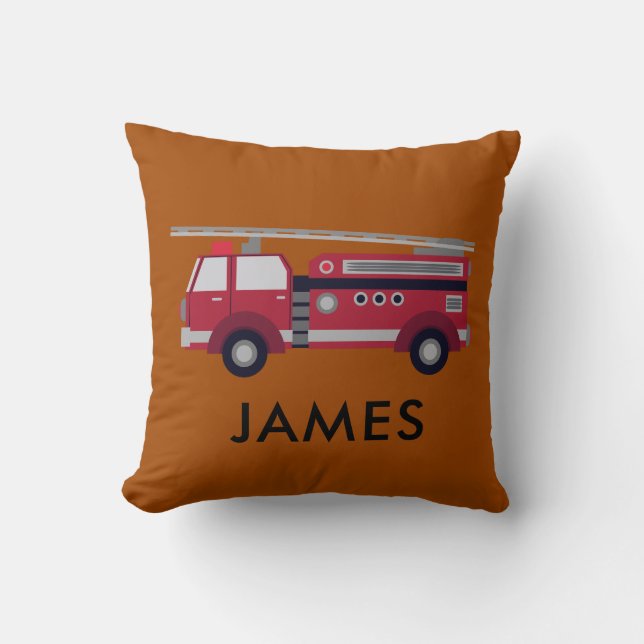 Personalisierter Name Red Fire LKW Kissen (Vorderseite)