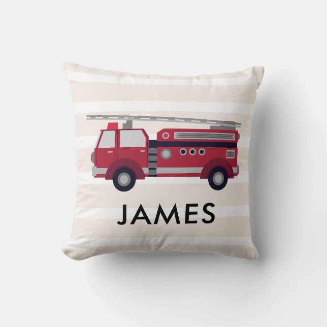 Personalisierter Name Red Fire LKW Kissen (Vorderseite)