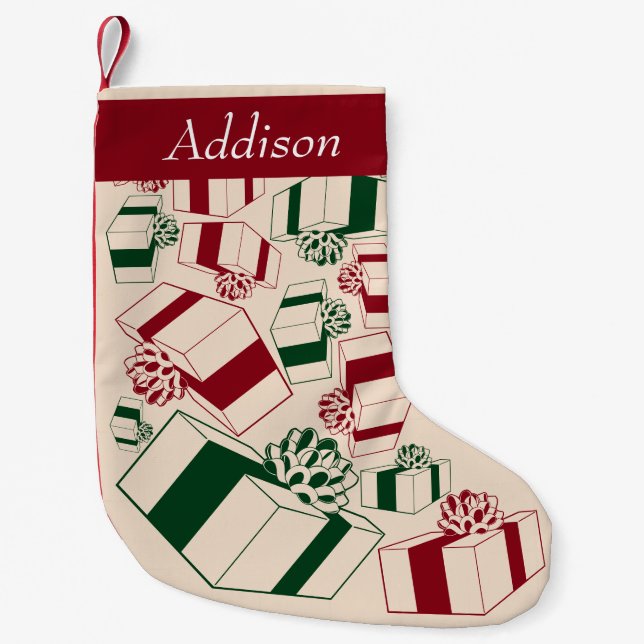 Personalisierter Name Red Green Gips Kleiner Weihnachtsstrumpf (Vorderseite)
