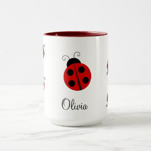 Personalisierter Name Red LadyBug Tasse