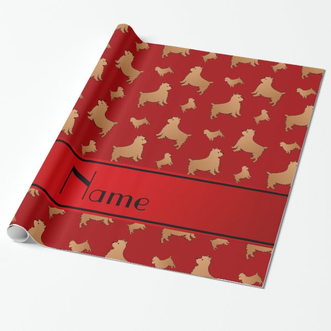 Personalisierter Name Red Norwich Terrier Hunde Geschenkpapier (Ungerollt)