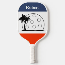 Personalisierter Name Red White Navy Blue Pickleball Schläger