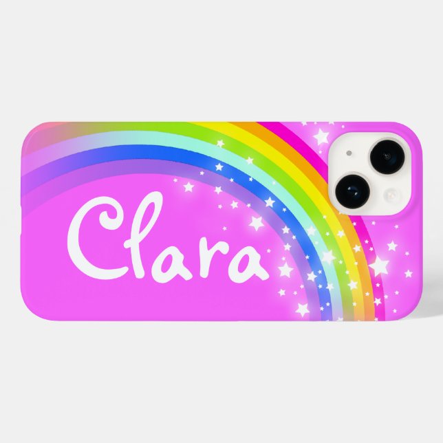 Personalisierter Name Regenbogen rosa Himmel und S Case-Mate iPhone Hülle (Rückseite (Horizontal))