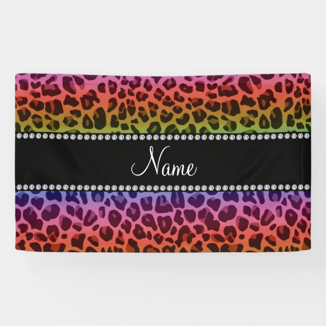 Personalisierter Name Regenbogenleoparden Banner (Horizontal)