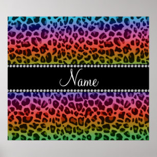 Personalisierter Name Regenbogenleoparden Poster